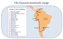 Route Map Of Che Guevara's Motorcycle Voyage In South America