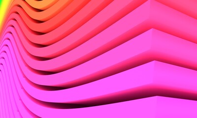 Sticker - Abstract background with stripes or curved lines. 3D render