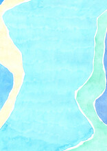 Abstract Ivory And Blue Background Watercolor For Decoration On Sand Beach, Coastal And Summer Holiday Concept.