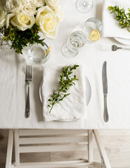 beautiful table setting for romantic dinner for two