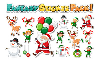 Wall Mural - Stickers pack of Christmas cartoon characters