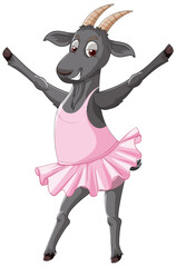 Poster - Black goat in a dress a ballerina