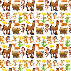 Sticker - Cute animals cartoon set on white background