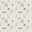 Seamless pattern with elements for surfing. Palm trees, waves and surf boards in the doodle style. Print for textiles, clothing, packaging paper.