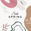 Spring flower vector background. Hello spring text in white frame space and colorful camellia and crocus flowers in white background. Vector illustration.