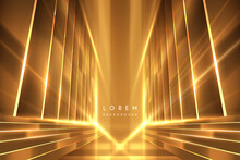 Abstract Golden Shapes With Light Effect Background