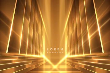 Wall Mural - abstract golden shapes with light effect background