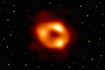 Wall Mural - first image of our black hole with space view. sgr a, sagittarius a
