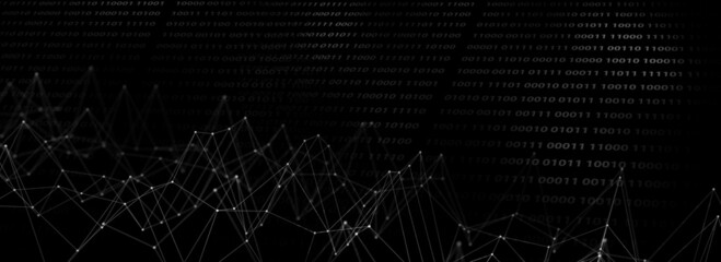 Abstract background with binary code. Background on the topic of computer technology. Template for the design. 3d render illustration