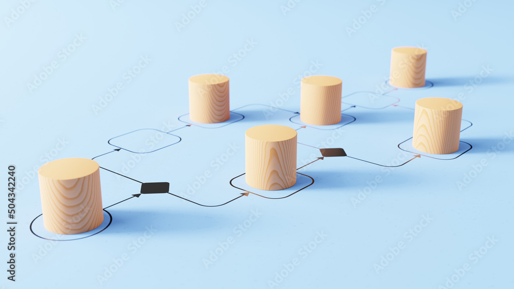 Business process management and automation concept with wooden pieces ...