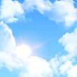 © backup16 - Blue bright sky with clouds and shine of sun, realistic cloudy weather, glare of sunshine
