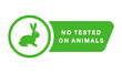 Not Animal Testing Symbol. Not Experiment on Rabbit Silhouette Badge. No Tested on Animals in Laboratory, Cruelty Free Stamp. Ingredient Not Trialed on Animals Label. Isolated Vector Illustration