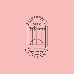 palm tree california line art logo vector symbol illustration design