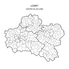  Vector Map of the Geopolitical Subdivisions of The Département Du Loiret Including Arrondissements, Cantons and Municipalities as of 2022 - Centre-Val de Loire - France