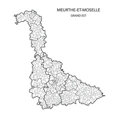 Wall Mural - Vector Map of the Geopolitical Subdivisions of The Département De La Meurthe-et-Moselle Including Arrondissements, Cantons and Municipalities as of 2022 - Grand Est - France