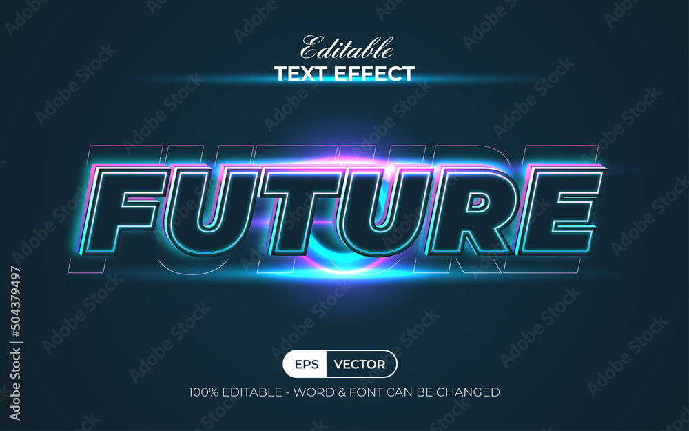 Future text effect neon style. Editable text effect. Stock Vector ...