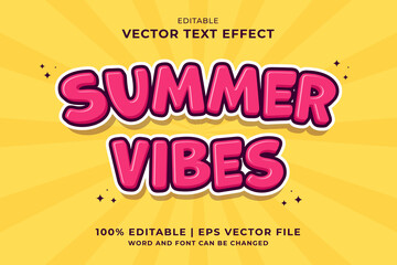 Poster - Editable text effect Summer Vibes 3d Cartoon template style premium vector