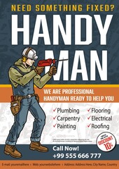 Poster - Fixing service vertical banner with handyman