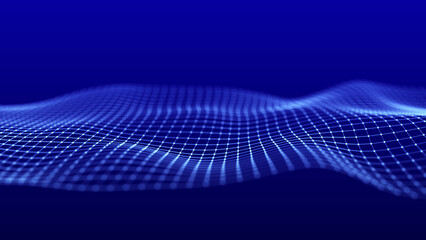 Wall Mural - abstract blue futuristic background. technological wave of information data flow. 3d rendering.