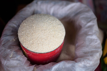 close up of Garri is displayed for sale in Lagos