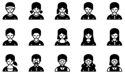 Poster - Set of Vector Icons Related to Avatars. Contains such Icons as Boy, Girl, Man, Woman, Old Man, Old Woman and more.