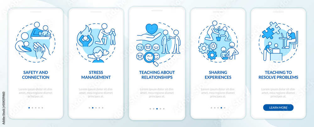 Family relationships importance blue onboarding mobile app screen ...
