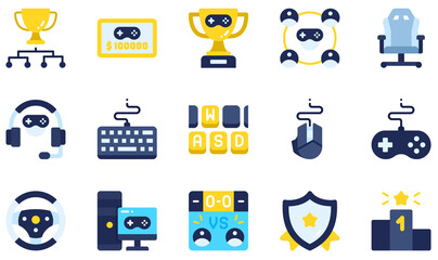 Poster - Set of Vector Icons Related to Esports. Contains such Icons as Tournament, Prize, Trophy, Team, Gaming Chair, Ranking and more.