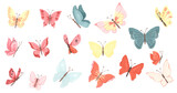 Fototapeta  - Watercolor butterflies illustration for kids