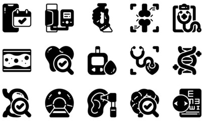 Wall Mural - Set of Vector Icons Related to Health Checkup. Contains such Icons as Appointment, Blood Pressure, Blood Test, Checkup, Heart Check, Eye Exam and more.