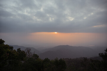 Wall Mural - Beautiful sunrise on doi khuntan national park.h