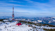 mountains drone dron szczyrk skrzyczne poland polska góry śnieg snow sky clouds