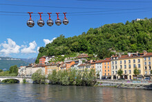 GRENOBLE, FRANCE, May 9, 2022 : Inaugurated In 1934, La Bastille Cable-car Was The First Urban Cable-car, Now Transformed Into "Les Bulles" (The Bubbles)