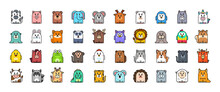 Animals Icon Set. Cartoon Animal Icon. Icon Design. Template Elements