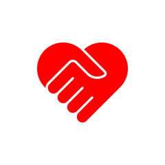 Wall Mural - love hand care Red symbol logo vector