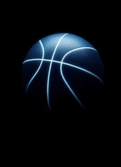 Wall Mural - 3D rendering of basketball ball against black background. Graphical element with abstract concept of sport equipment