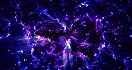 Wall Mural - Abstract View from space on a galaxy with stars. blue wallpaper, the universe is filled with nebulae and galaxies. Panoramic shot, wide format. abstract sky background. copy spase