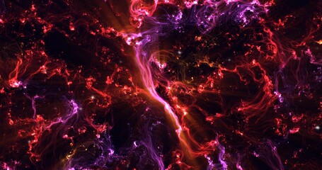 Wall Mural - Abstract View from plasma fire hell. red wallpaper, the universe is filled with nebulae and galaxies. Panoramic shot, wide format. abstract sky background. copy spase