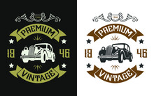 Old Car 1946 Premium Vintage Illustration T Shirt Design Vector Template