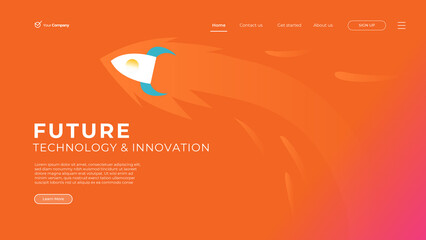 Wall Mural - Creative orange horizontal website screen part for responsive web design development. 3D colorful balls geometric banner layout mock up. Corporate landing page block vector illustration template.