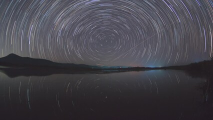 Wall Mural - beautiful winter scene in timelapse video 4k with mountains in the background. the northward star tr