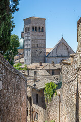 Canvas Print - Assisi village in Umbria region, Italy. The town is famous for the most important Italian Basilica dedicated to St. Francis - San Francesco.