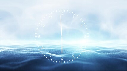 Wall Mural - seamless looping time clock with seascape animation.