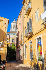 Wall Mural - Cozy street in the old town Girona, Catalonia, Spain