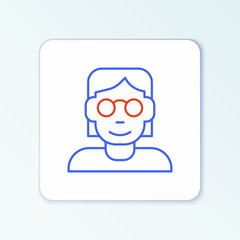 Line Hacker or coder icon isolated on white background. Programmer developer working on code, coding, testing, debugging, analysing. Colorful outline concept. Vector