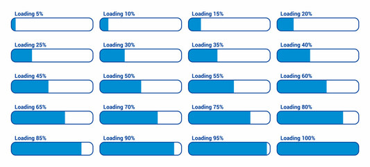 Sticker - set of progress loading bar 5% to 100%