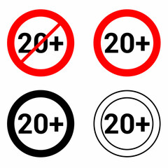 Canvas Print - 20 Twenty plus round sign vector illustration isolated on white background