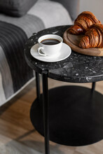 Coffee Table With Cup And Breakfast