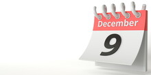 December 9 Date On A Tear-off Calendar, 3d Rendering