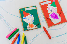 Cute Christmas Cards And Crayons.