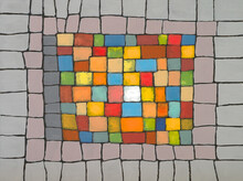 An Abstract Painting; A Brightly Colored Irregular Grid.
